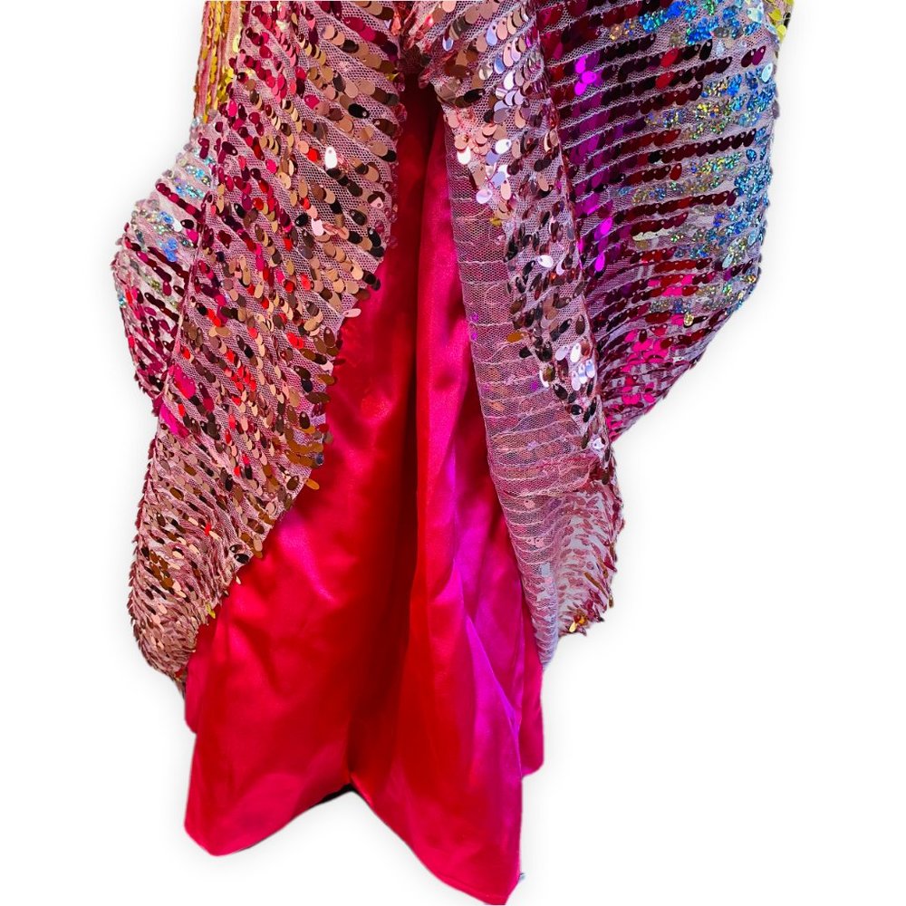 RACE KARIN Fully Ombre Sequined Strapless Open Lace Up Back Gown. SIZES 36/6 - Picture 9 of 10